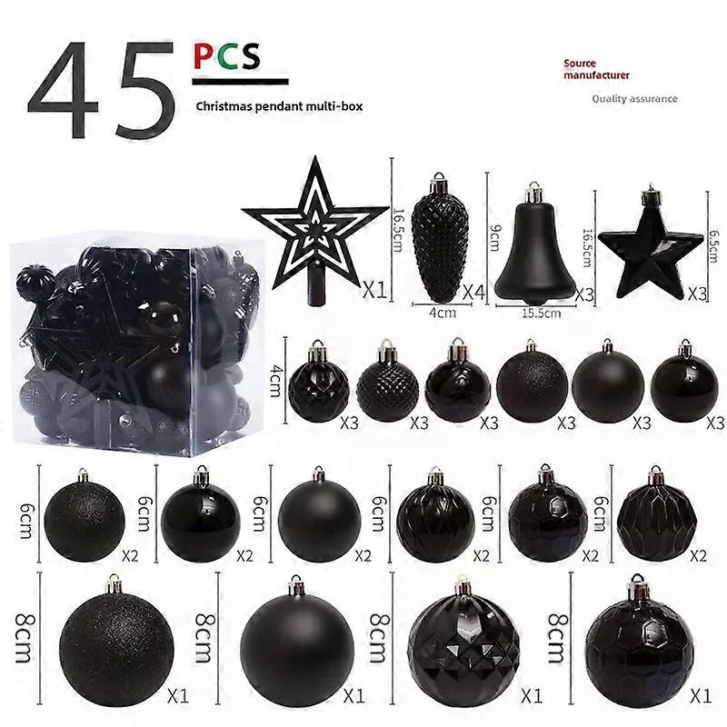 45PCS 4/6/8CM Tree Top Star Christmas Ball Christmas Tree Pendant Set Pack Christmas Decorations 2025 New Year Navidad Gifts