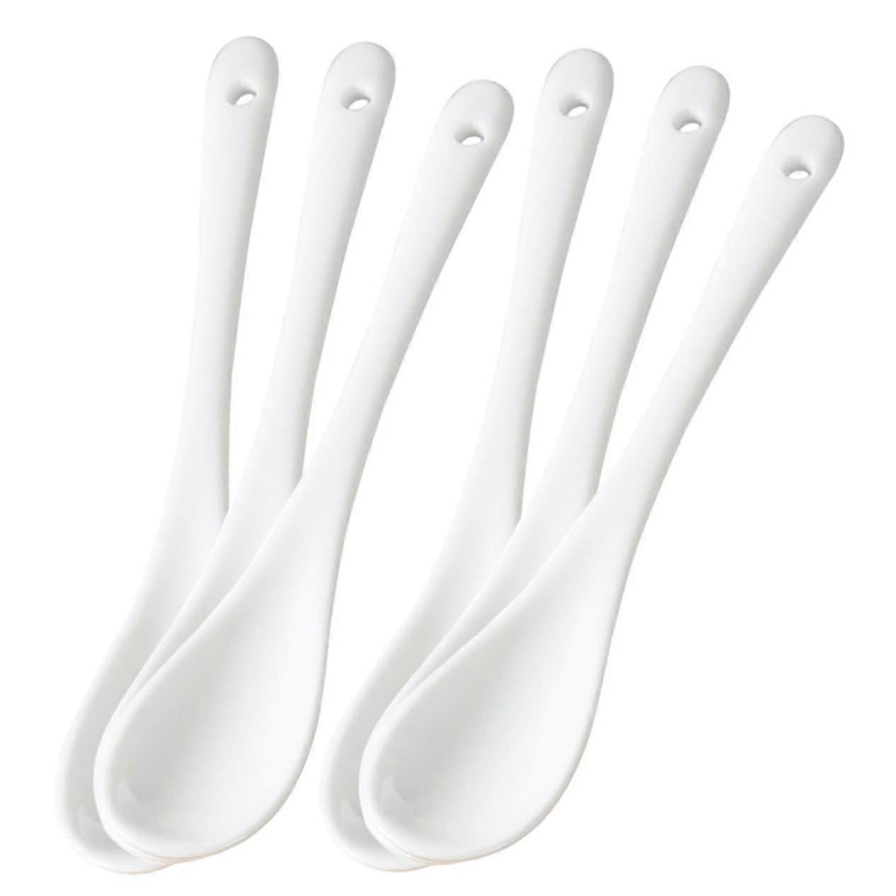 Ceramic Stirring Spoons with Long Handle for Coffee Tea and Desserts