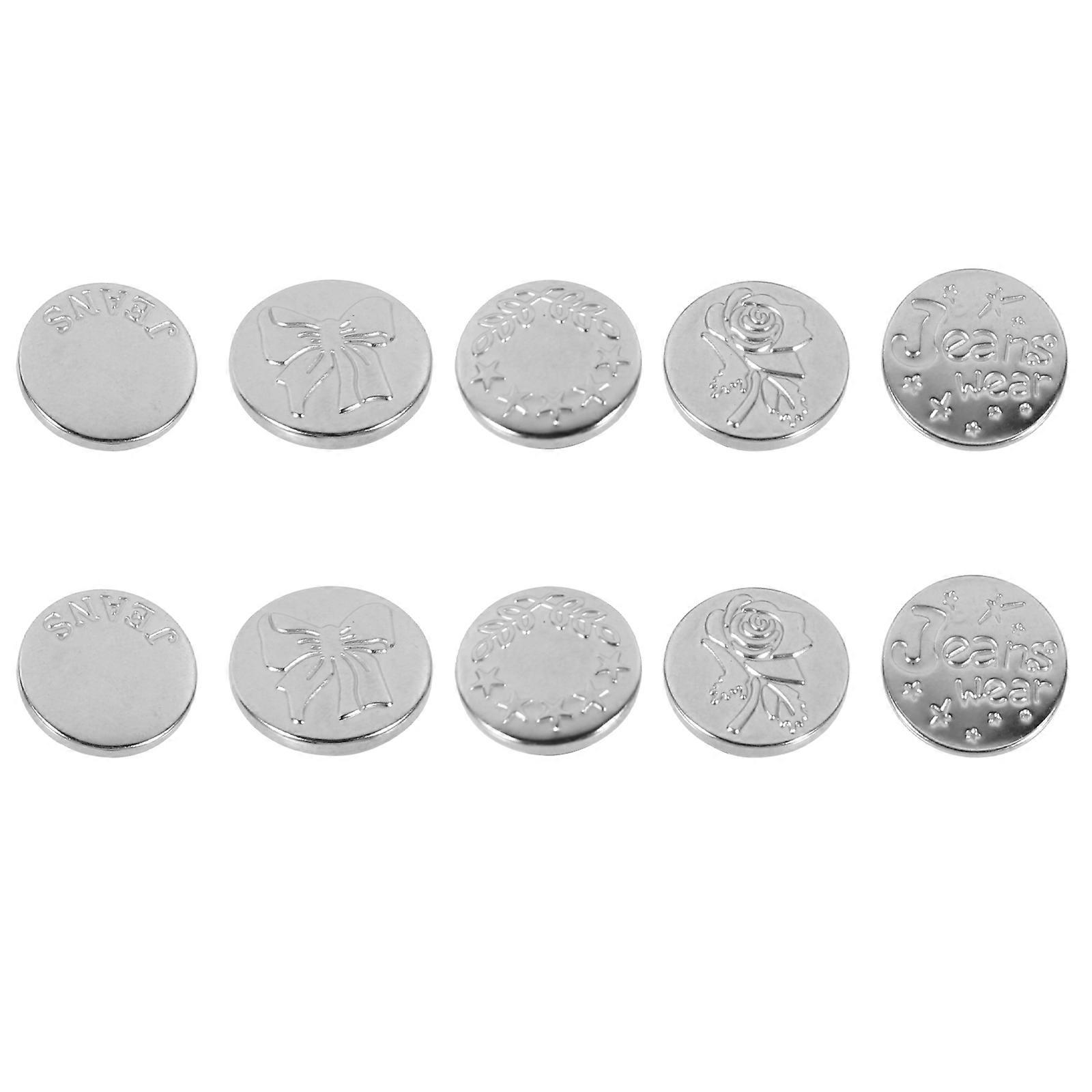 Snap Jeans Button Stylish Design For Daily Use Silver 1.3X1.5CM Easy Installation 10Pcs