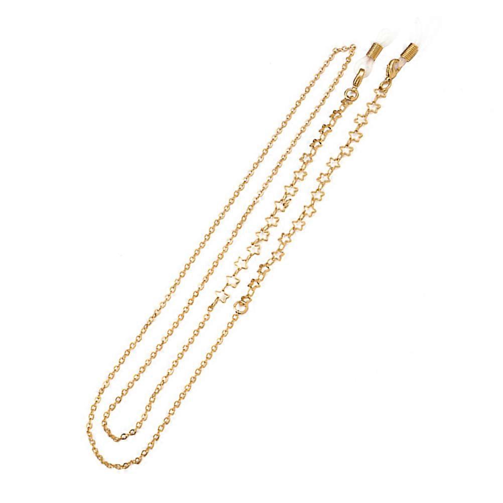 Eyeglass Cords Prevent Falling Metal Eyewear Strap Golden Hollow Star Traveling Outdoor Activities 79x0.5x0.3cm 1Pack