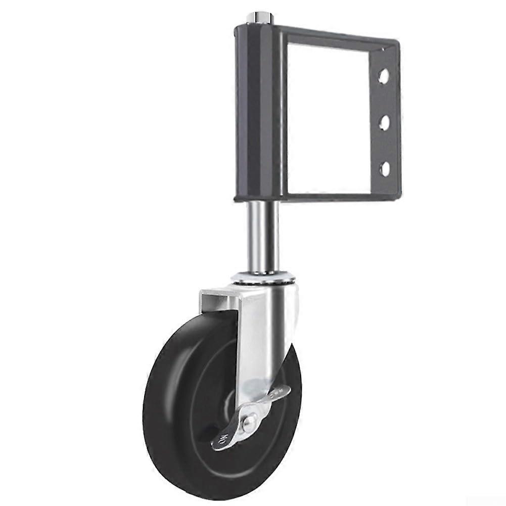 Garden gate wheel with shock absorption and functional brake (black)