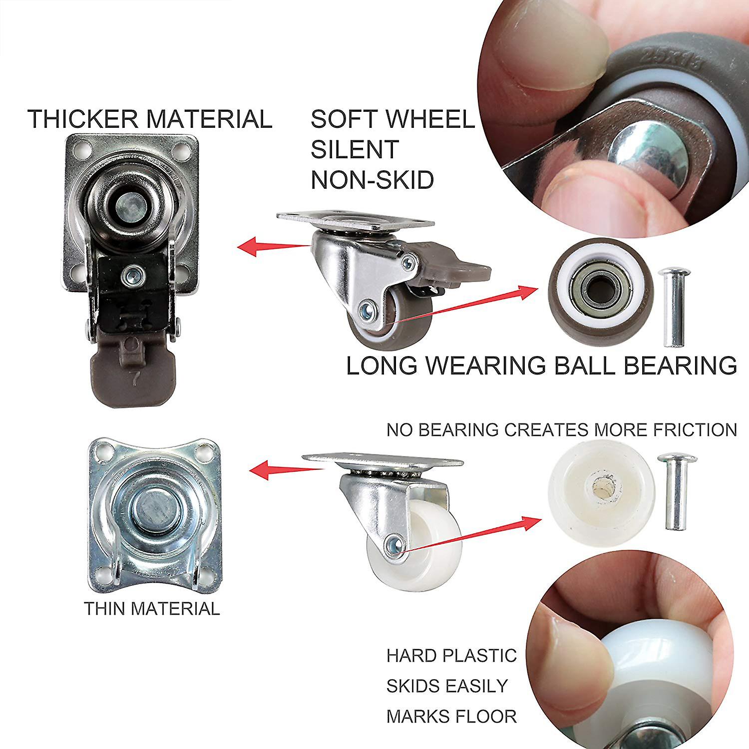 2023 - Kółka Heavy Duty Wózek obrotowy Meble Caster z hamulcami