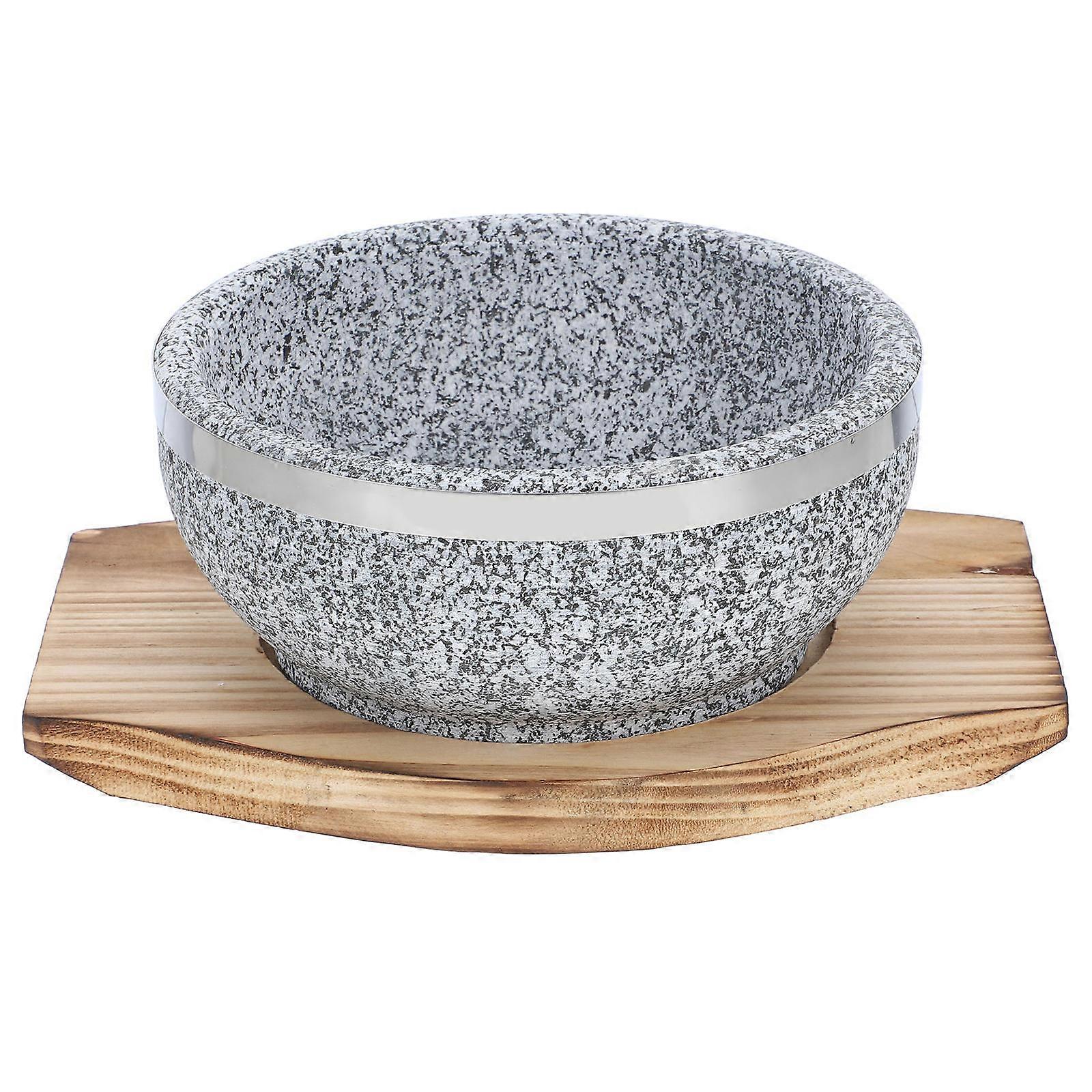 Korean Stone Pot Bibimbap Bowl for Home Multi Color Natural Granite Holds Heat and 7.8 Inches