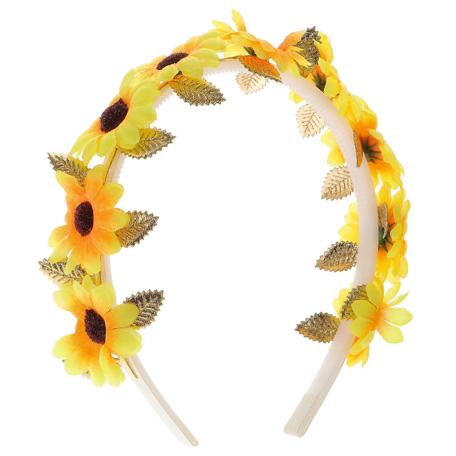 Stylish Sunflower Headband for Parties and Photos Multi Color Polyester Material One Size Fits Most