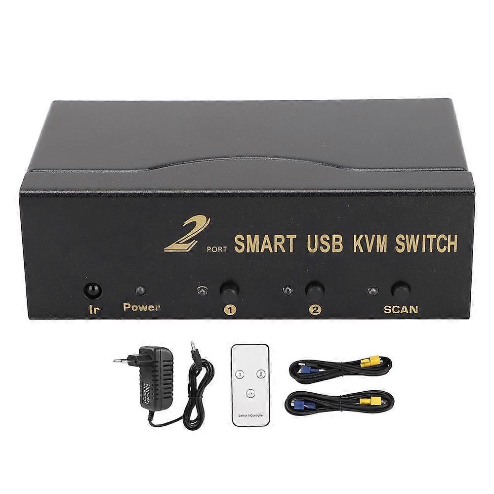 2 In 1 Out VGA KVM Switch with 4 USB Ports for Multi Computer Monitor, Mouse, Keyboard and Video Sharing, 100-240V EU Plug