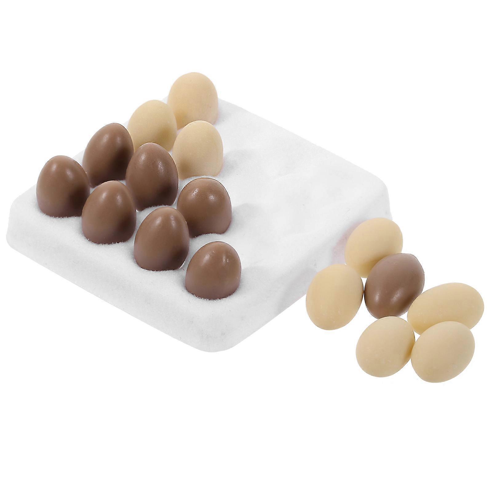 1 مجموعة مصغرة دمية بيض ديكور مع بيض واقعي وصينية - ملحق مطبخ أنيق لترتيبات المنزل المصغرة