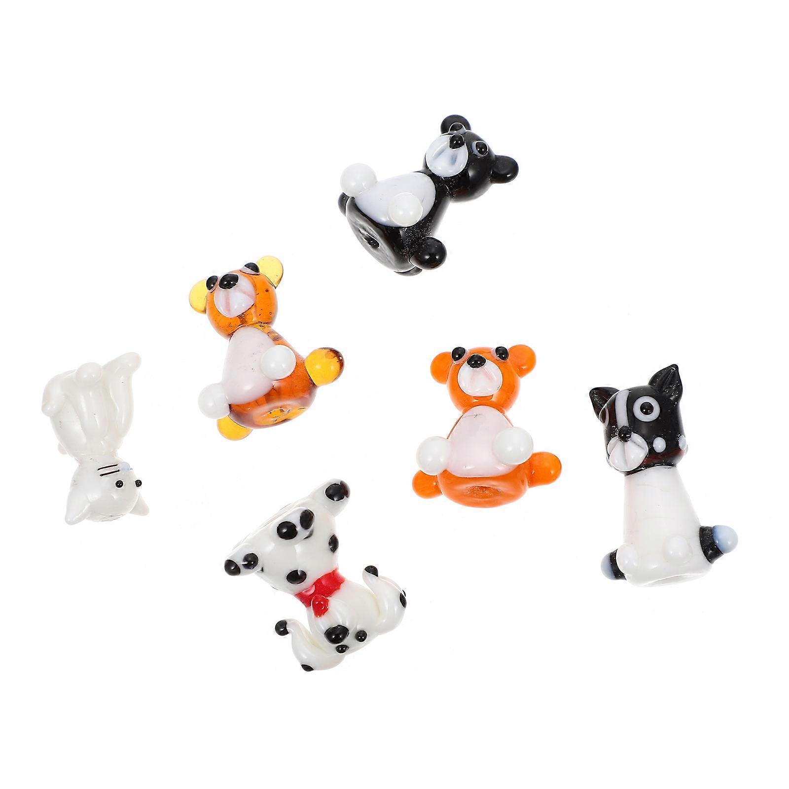 Adorable Glass Dog Figurines For Home Decor And Indoor Use With Craftsmanship In Small Size 6Pcs