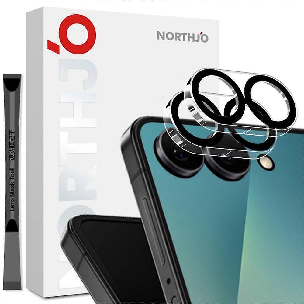 NORTHJO 2Pcs Compatible For Samsung Galaxy Z Flip7 5G Camera Lens Protector Black Circles 3D Full Coverage Clear Tempered Glass Le