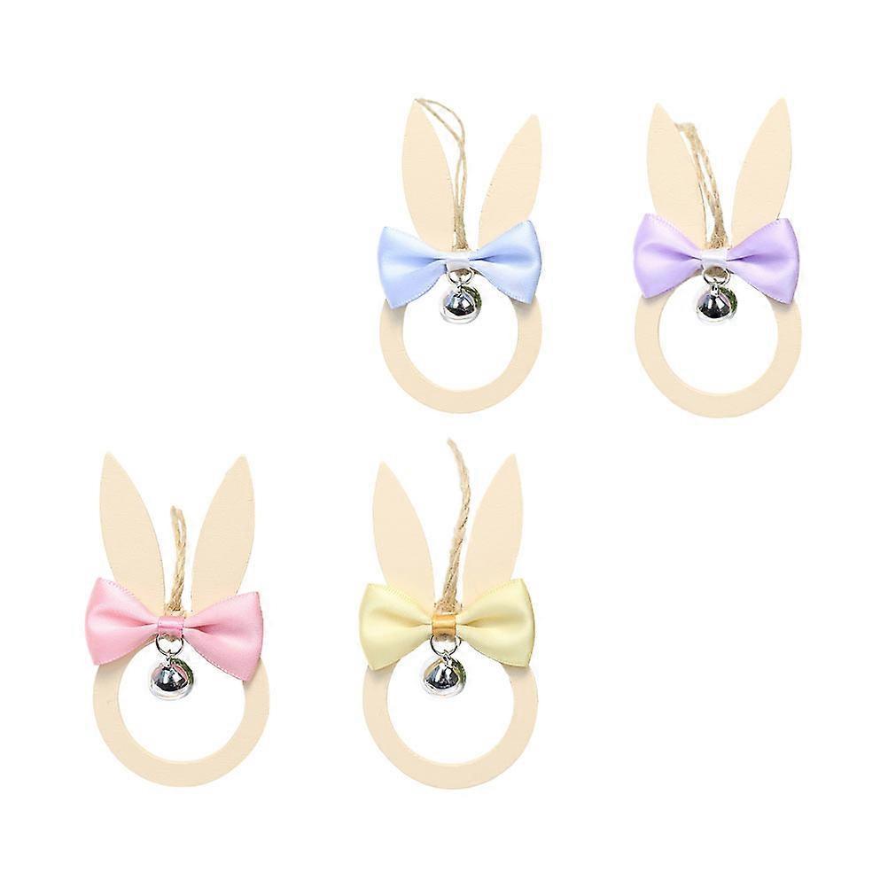 Creative Bell Rabbit Pendants 4Pcs Easter Scene Decors Home Decor 9.5X5Cm Rabbit Shape