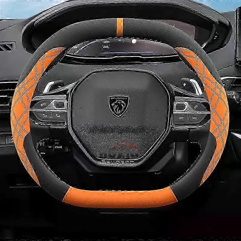 Stuurwiel Beschermer Voor Citroen DS3 DS4 DS5 DS5 DS 5LS DS6 DS7 DS9 Microfiber Lederen D Vorm Auto Stuurhoes Auto Accessoires Auto Stuurwiel Cover (Kleur : 2