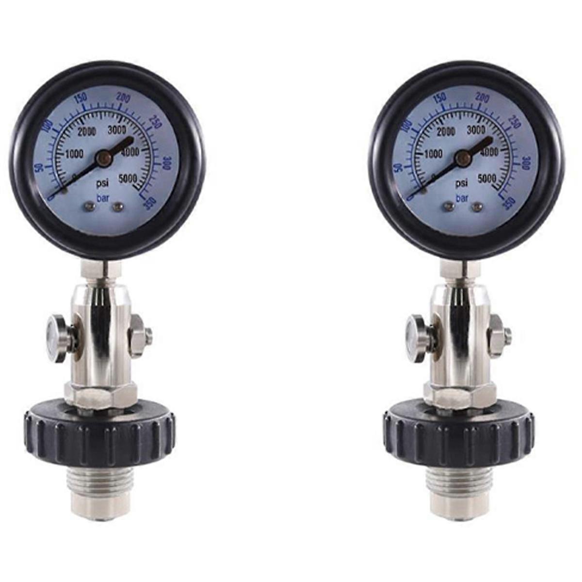2X DIN Air Tank Pressure Checker for Scuba Diving with 350Bar Gauge,Diving Gauge with Handle