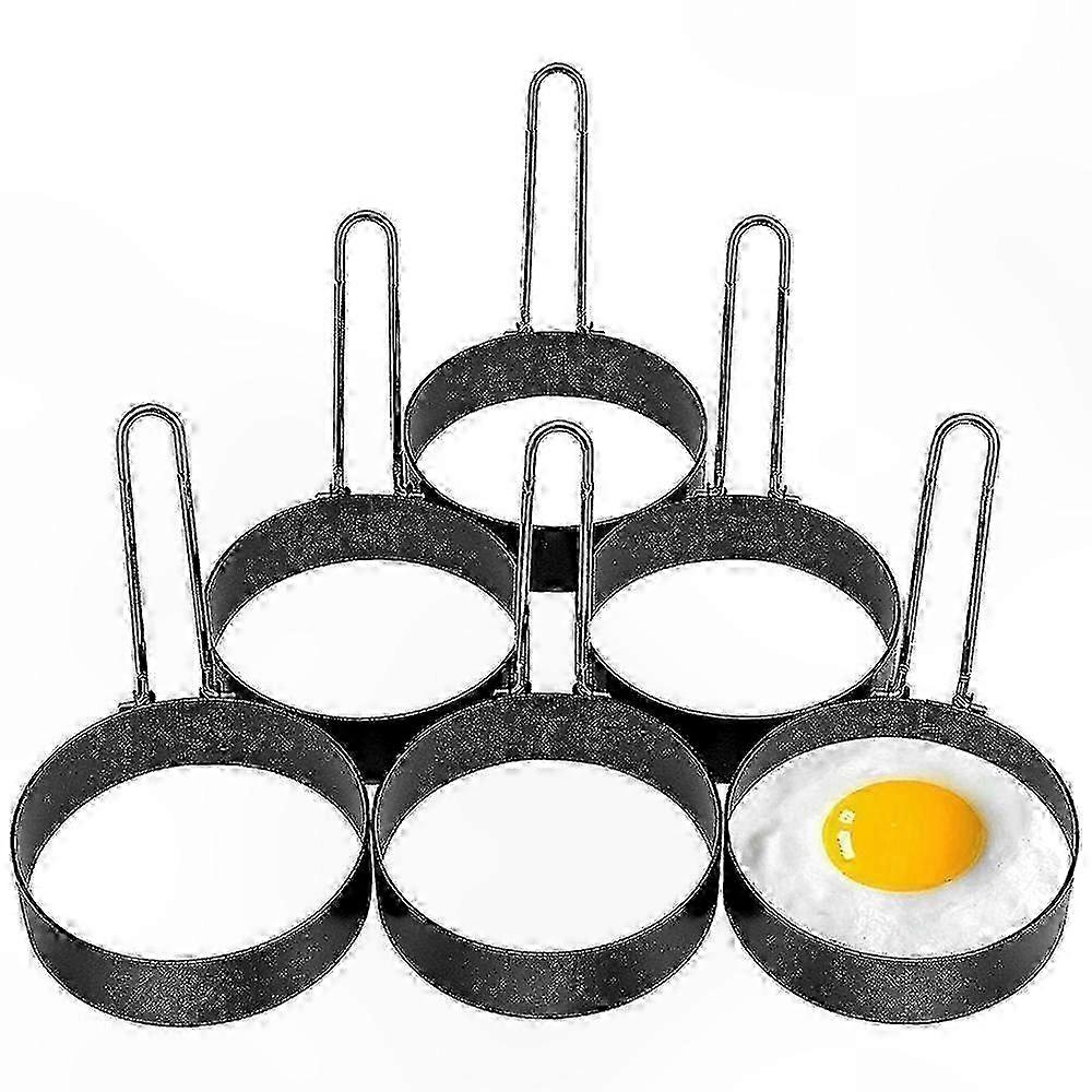 6-delt non-stick æggeringe i rustfrit stål til perfekte morgenmadskreationer