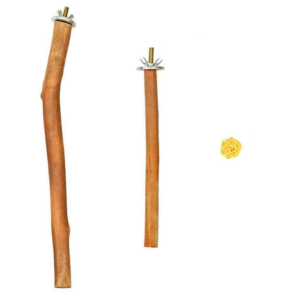 Wooden Bird Perch Stand for Pet Use Khaki Color Safe and Comfortable Stainless Steel 1Set