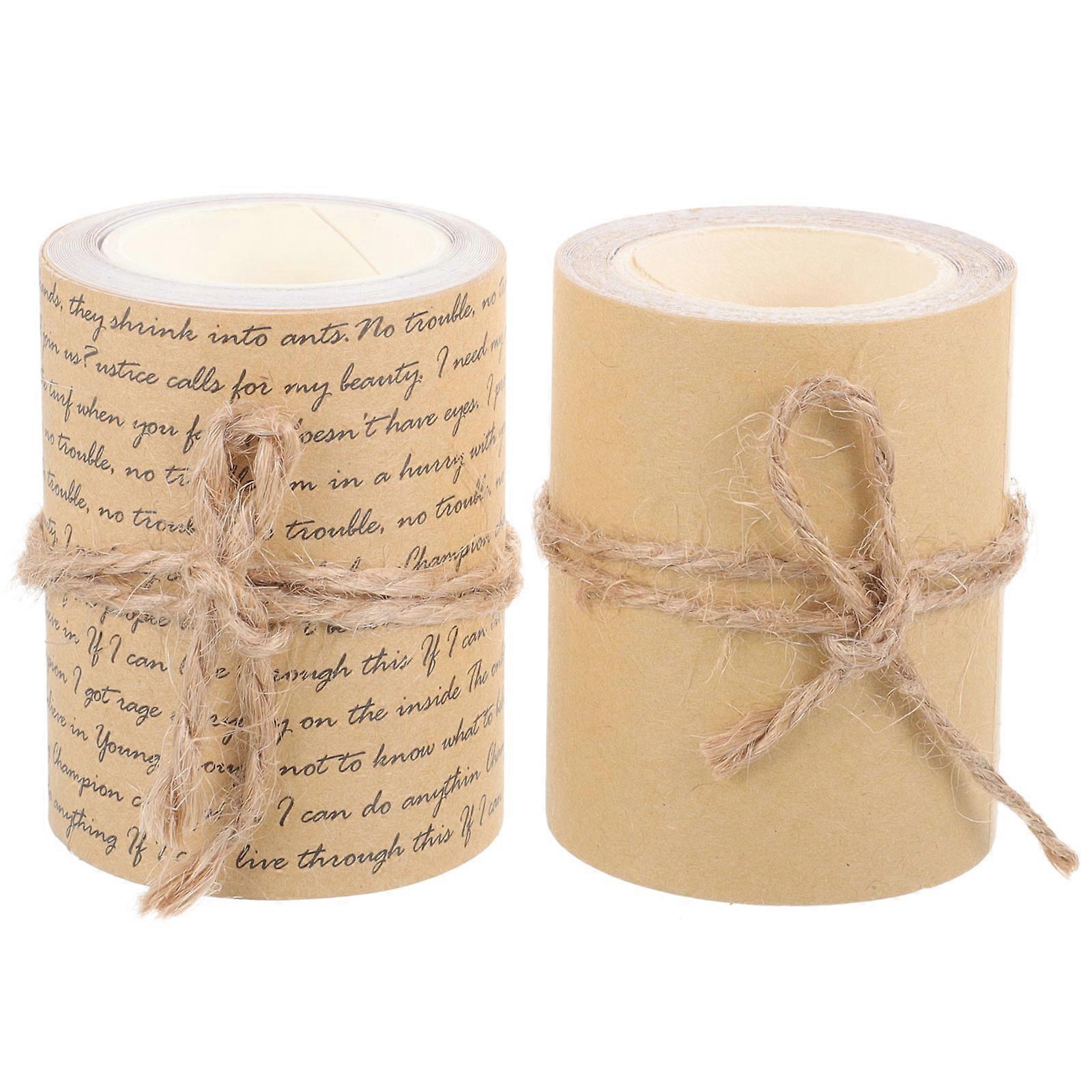 2 Rolls of Diy Crafts Making Vintage Paper Tapes Kraft Paper Tapes Journaling Stickers Tapes