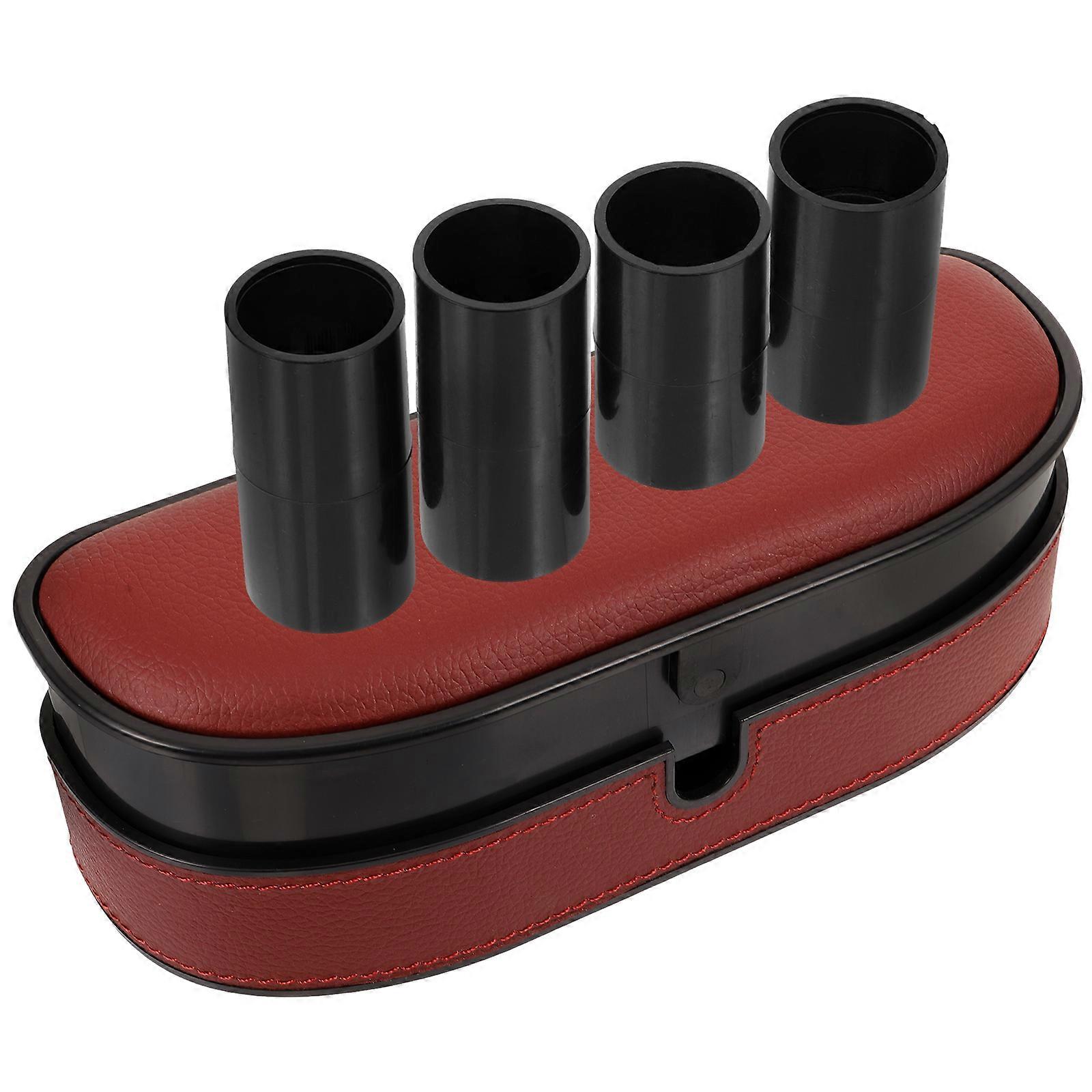 Universal Car Armrest Pad with Height Adjustable Design for Comfortable Elbow Rest in Dark Red