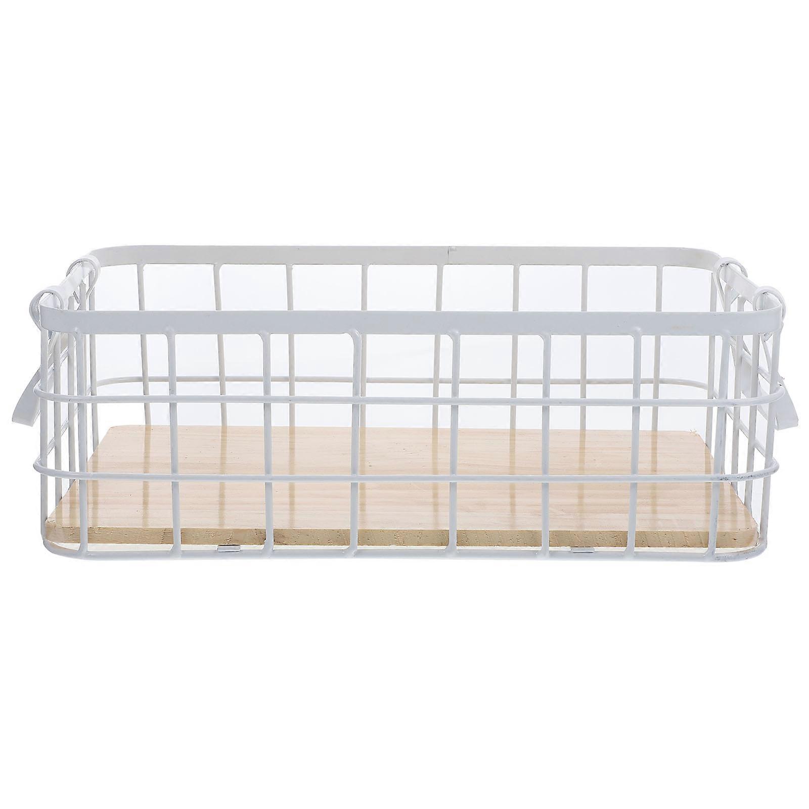 Stackable Wire Basket For Fruit Storage Indoor Decoration Simple Design White 1Pack