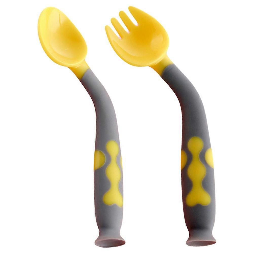 Bendable Fork Spoon Set   Twisting Design, Slip Resistant Handle, Heat Resistant & Easy to Clean for Self Feeding