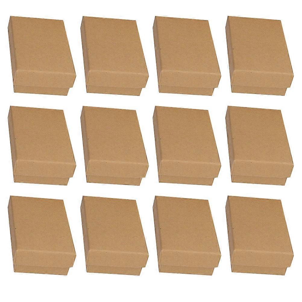 24pcs Durable Paper Jewelry Boxes for Packaging with Sponge Lining Light Brown Small Gift Boxes