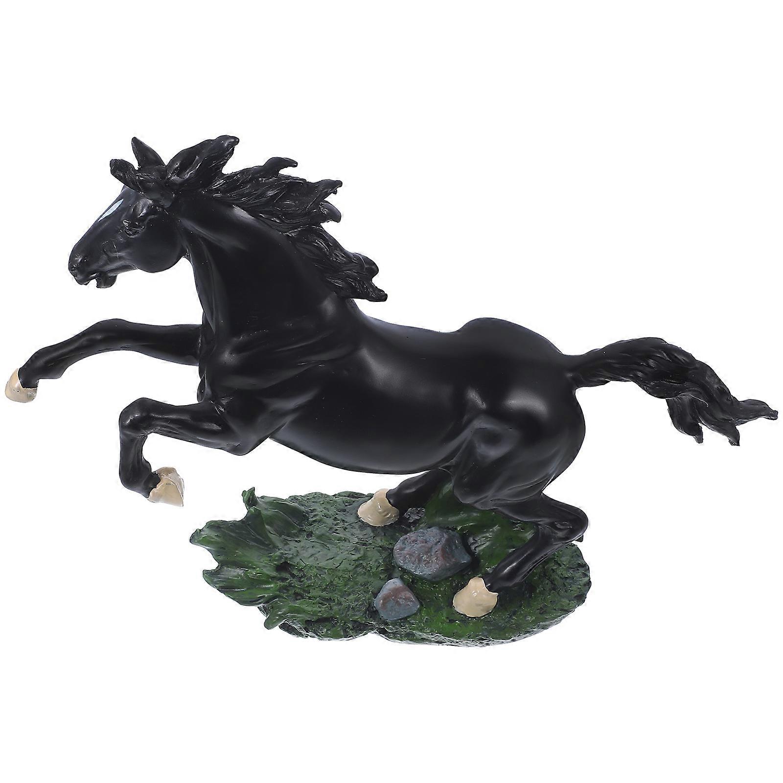 Black Resin Horse Statue Decor for Home Office Desk Decoration Compact Size 1 Piece