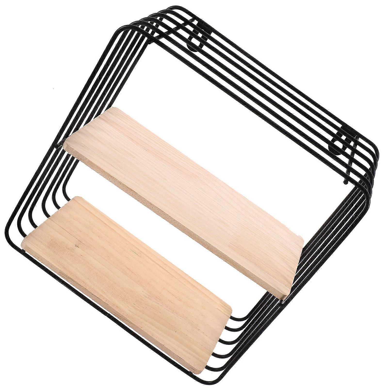 Floating Wall Shelf Black Compact Multi Functional Storage Mounted Organizer For Bedroom Office Decor Display