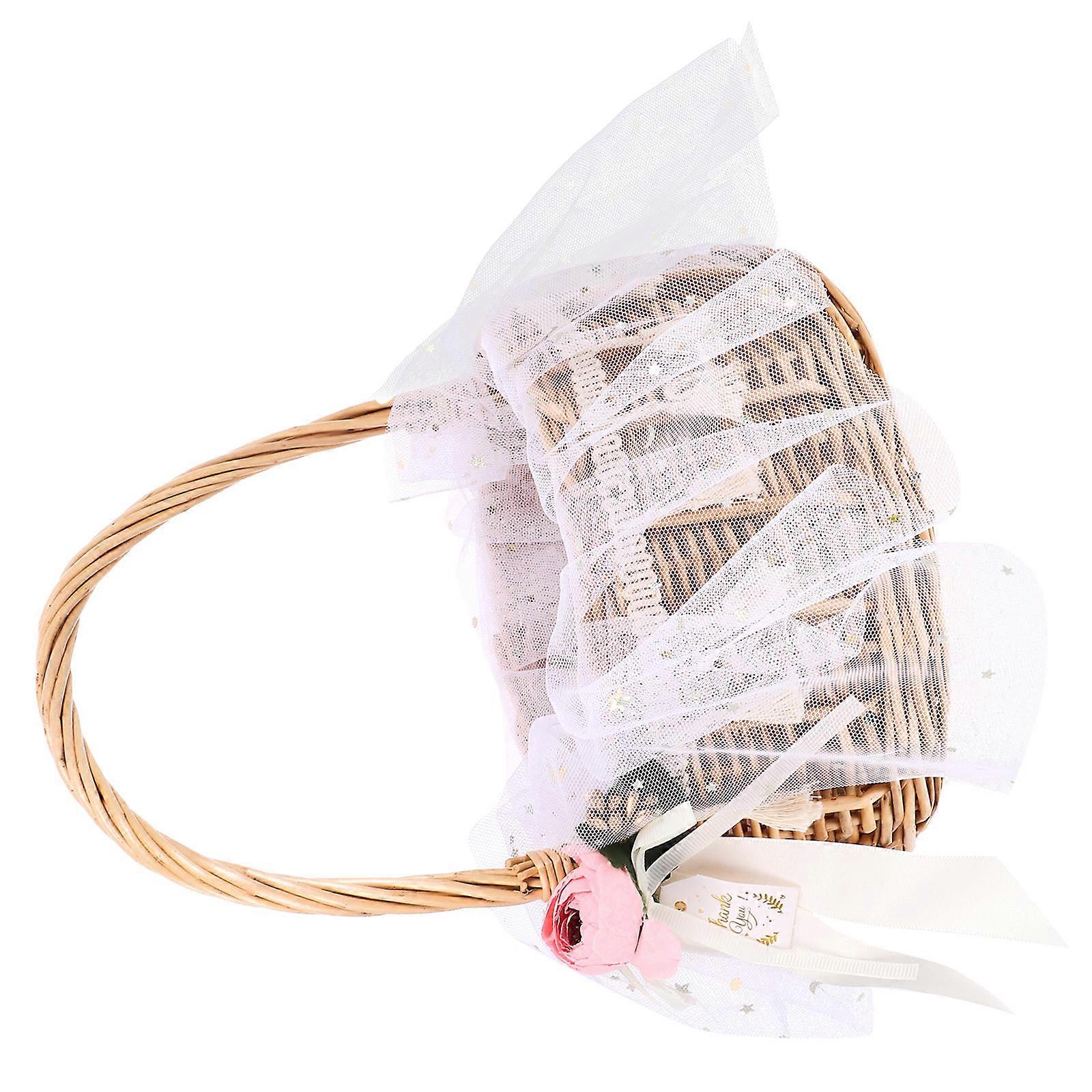 Portable Wicker Storage Basket Ideal For Wedding Use Picnic Decoration Multi Color 1Pack