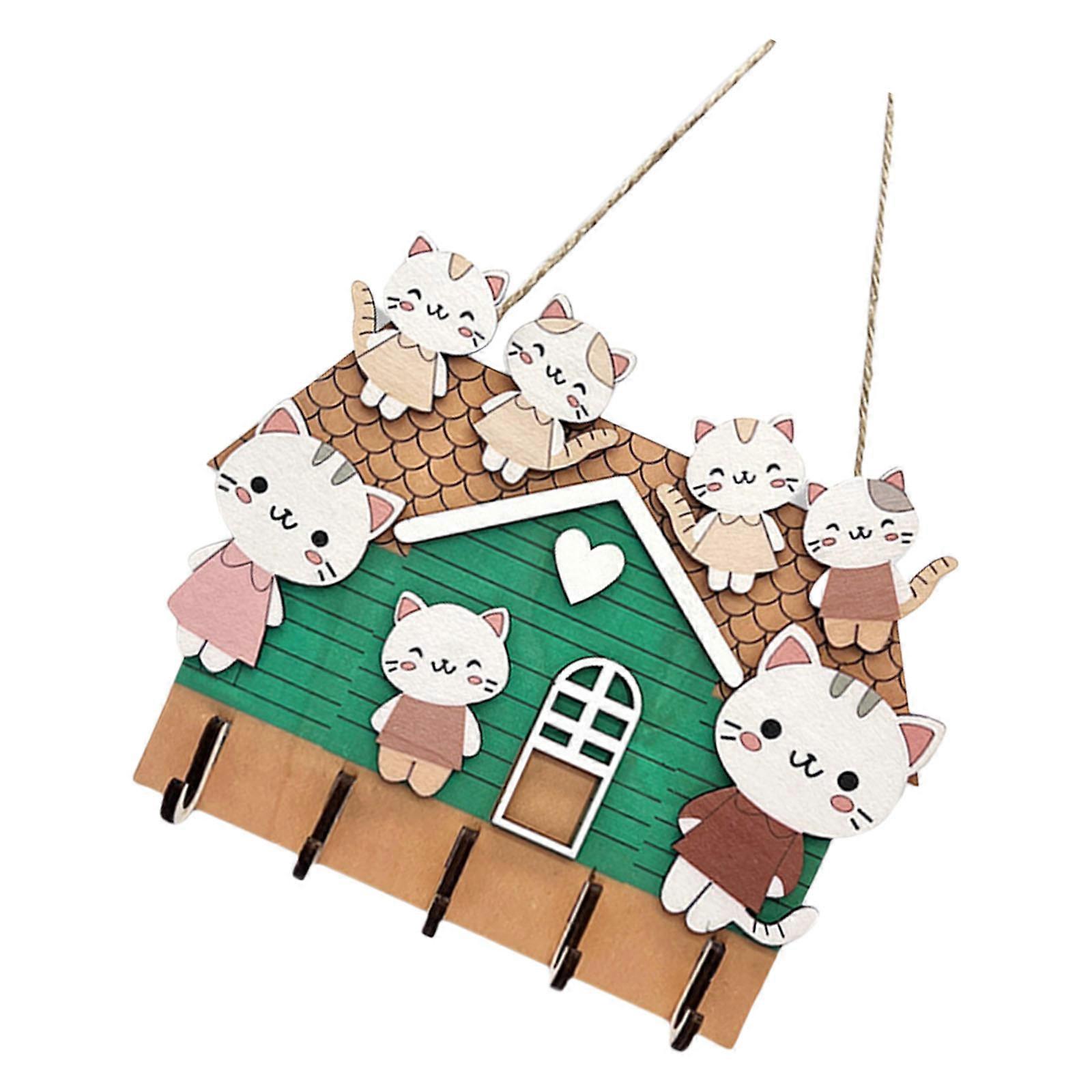 Multi Purpose Wall Mounted Wood Key Organizer With Hooks For Home Office Wooden Key Holder for Entryway Hallway Multicolor