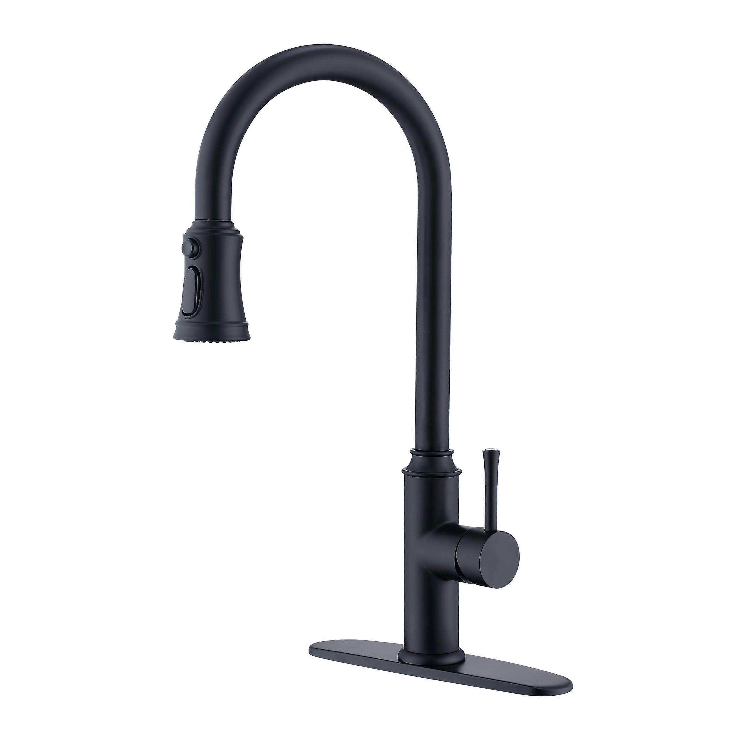 Kitchen Tap Extendible with Shower Fitting, 360° Rotation, 3 Spray Functions, Matte Black