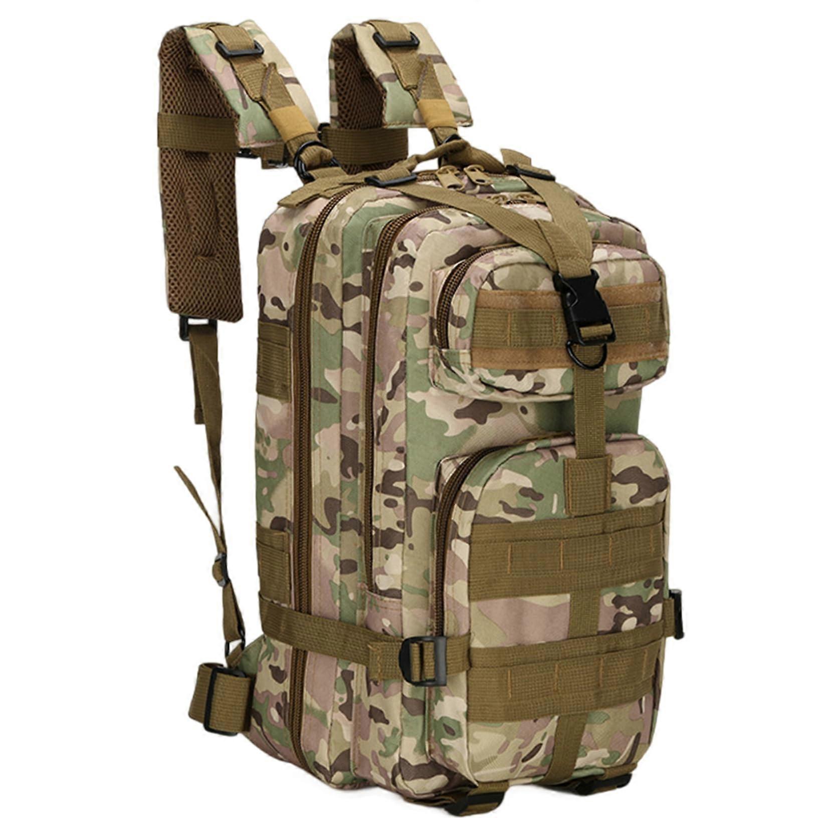 Tactical Backpack 16.9 x 9.5 x 8.7 Inch Oxford Fabric Waterproof Camouflage Bag with Multiple Pockets and Buttons