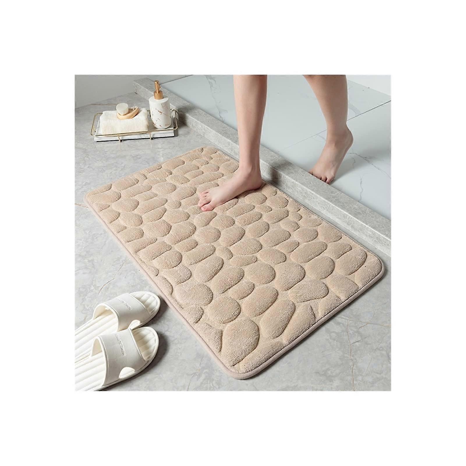 Stone Print Bath Mat Memory Foam Anti-Slip 40x60cm For Tub And Sink Embossed Design Color B