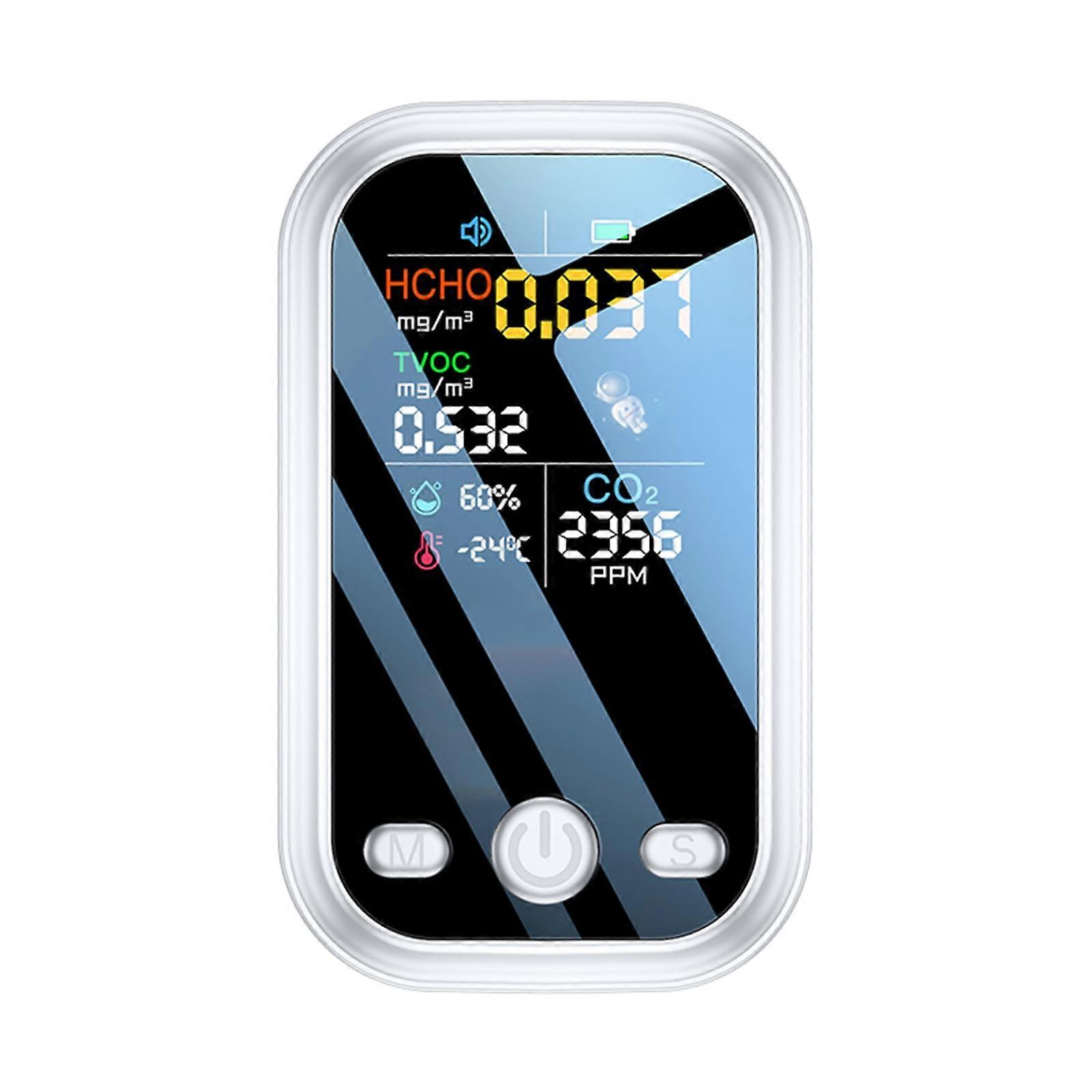 Small Indoor Air Quality Tester with LCD Display for CO2, Temperature, and Humidity, Precision CO2 Monitoring Device, ABS.