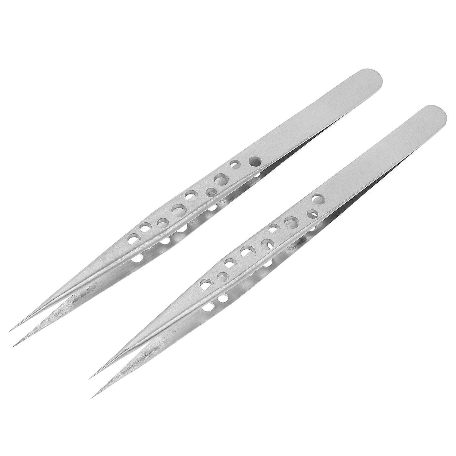 Stainless Steel Hobby Tweezers for Home Use Strong and Durable Silver Color 2 Pieces