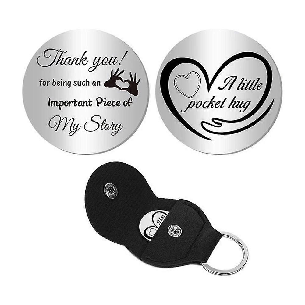 Pocket Hug Token Gifts with PU Leather Keychain Long Distance Relationship