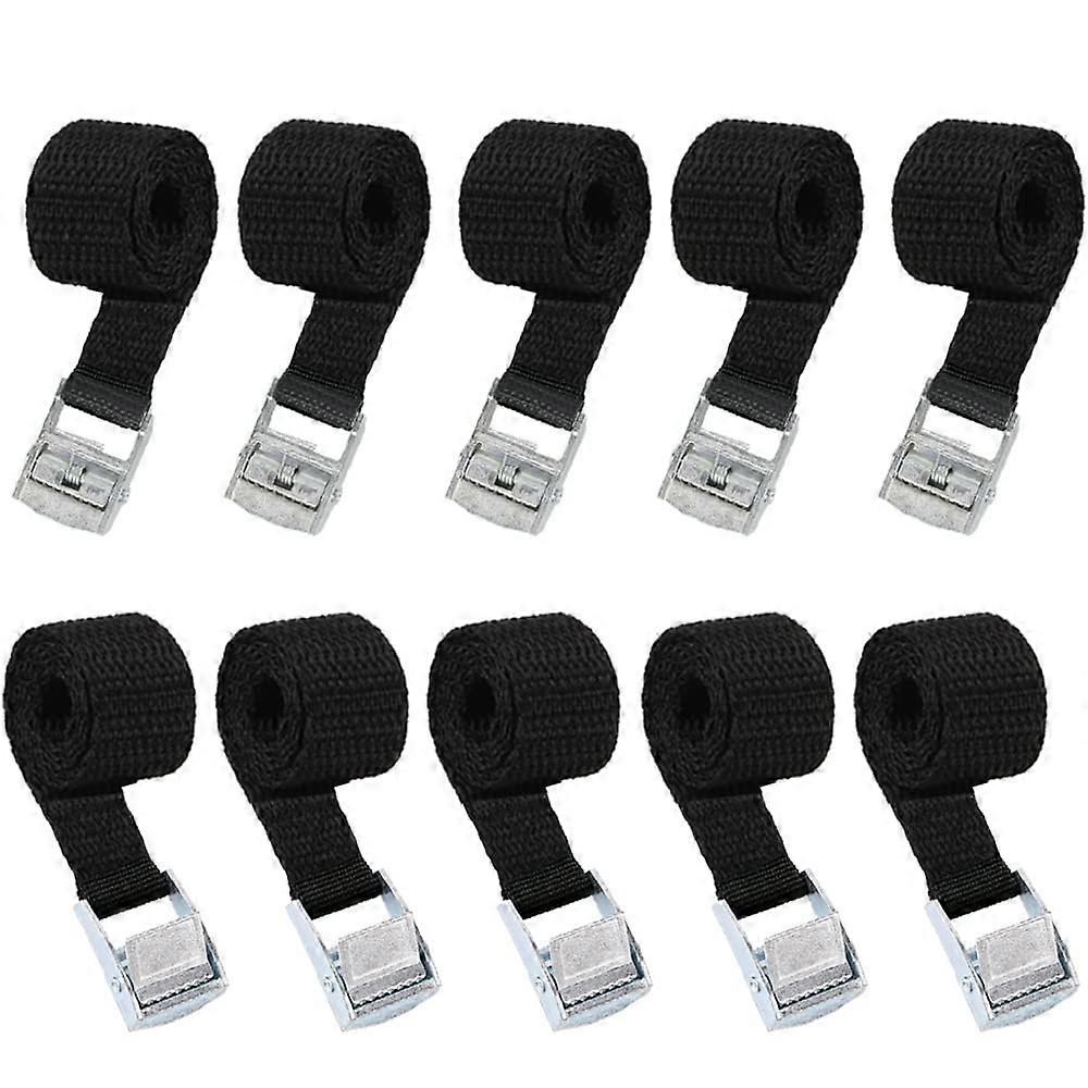 Pack of 10 short lashing straps, 40 cm, with clamping lock, for bicycle carrier, black.