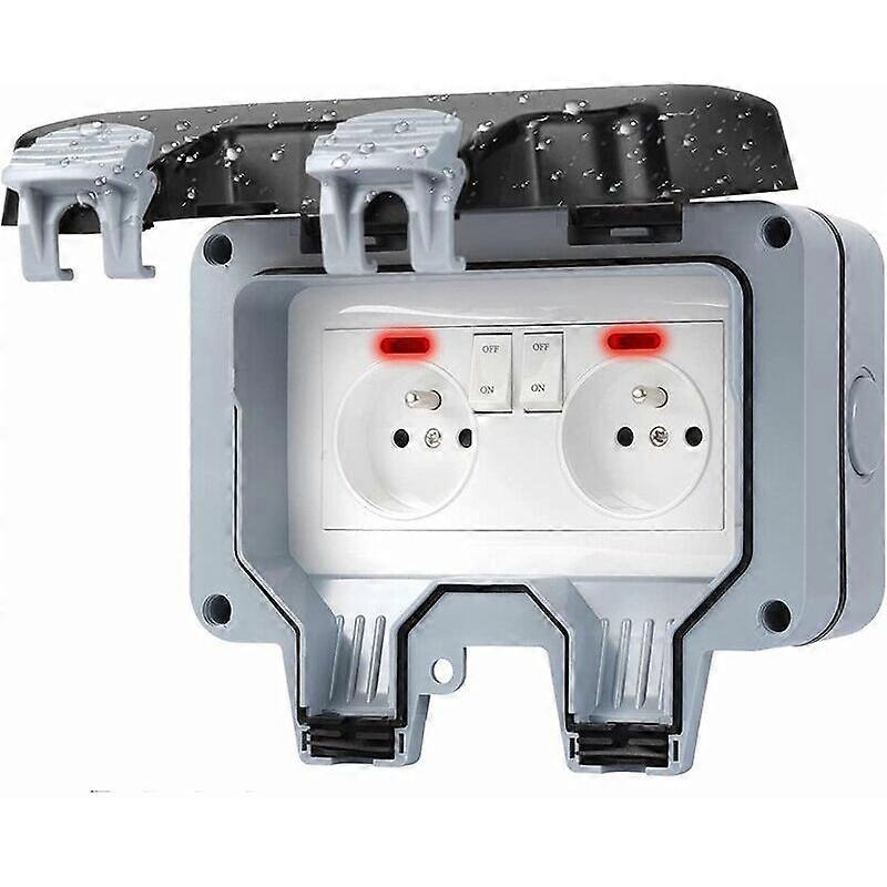 IP66 Waterproof Outdoor Socket with Switch, Double Wall Junction Box