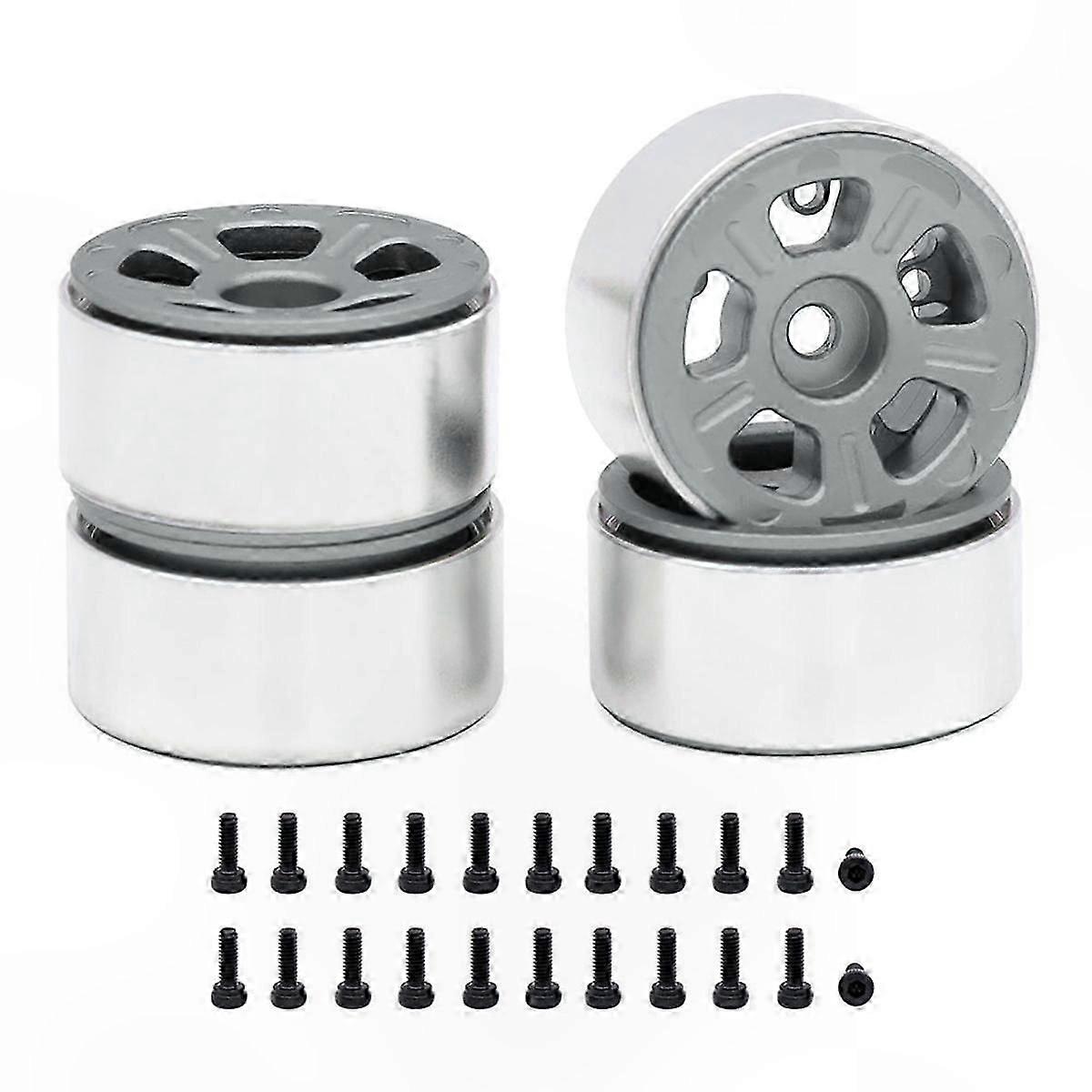 4PCS 1.0in Alloy Wheel Rims for RC Crawler Vehicles, Wide 5-Spoke Design, Compatible with 1/24 1/18 Scale Models