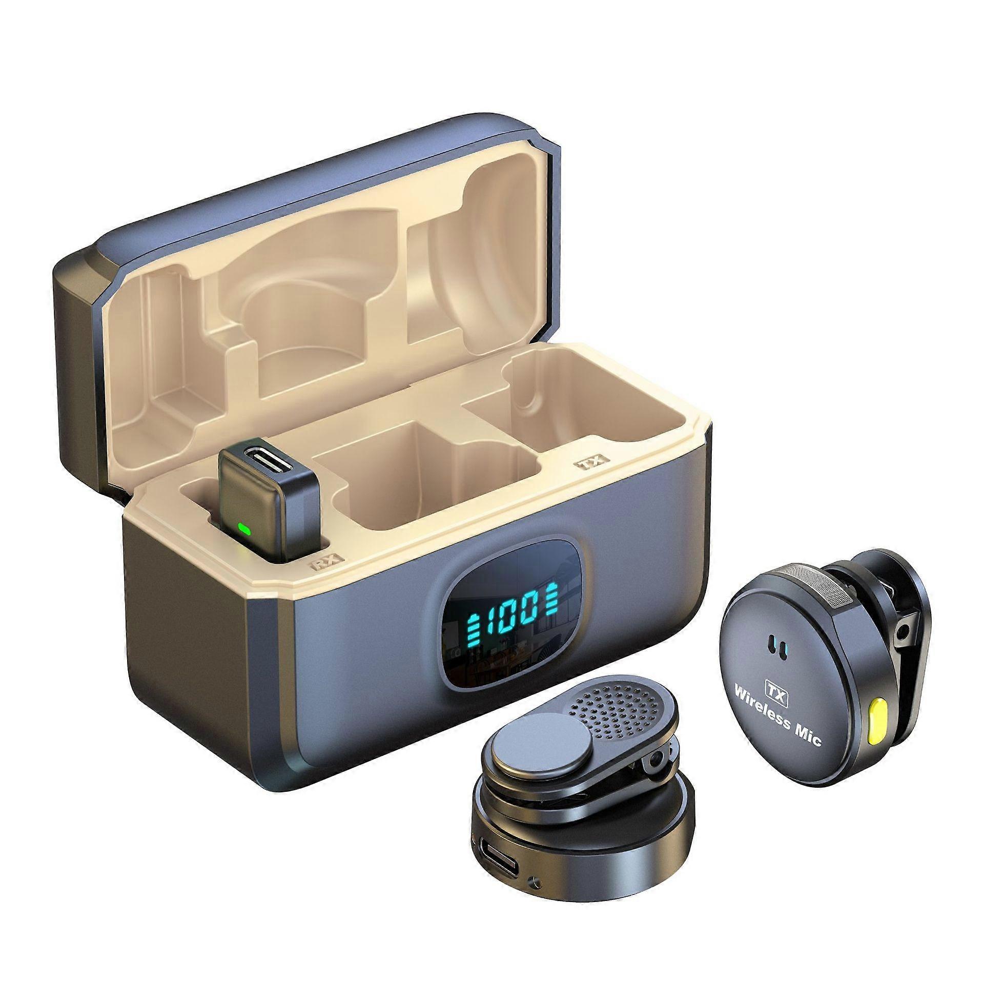 INF Wireless Lavalier Microphone with LED Display, Dual Microphone System, Type-C Interface