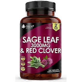 New Leaf Products Sage Leaf & Red Clover 3000mg 120 Vegan Tablets - 2 Pack