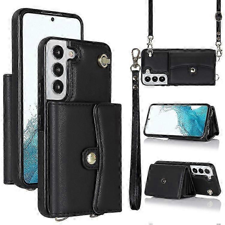 Leather phone case for Samsung S22+ 5G with straps