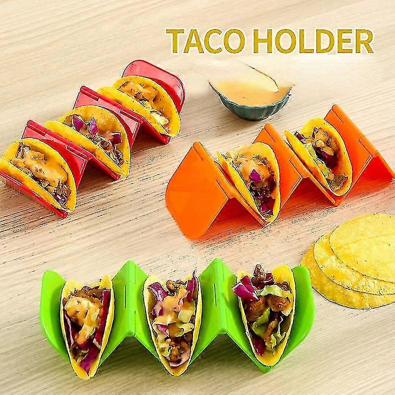 Bunter Taco-Halterständer, große Taco-Tablettplatten für jeweils bis zu 3 oder 2 Tacos, spülmaschinen- und mikrowellengeeignet