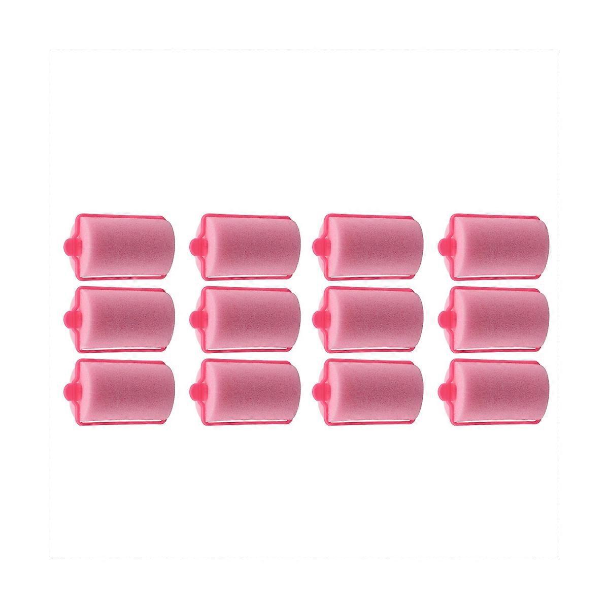 24Pcs Dark Pink Hair Styling Soft Foam Sponge Rollers Curlers Hairdressing Tool