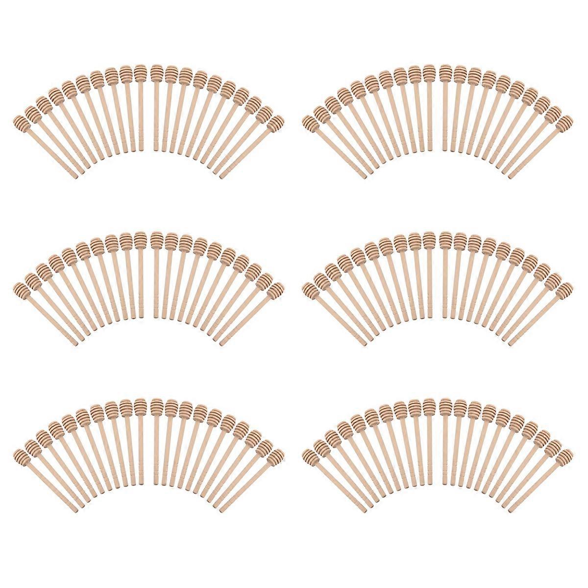 120 Pcs 6 Inch Portable Wooden Jam Honey Dipper Honey Stick for Honey Jam Jar Pot Dispense (Style 2)
