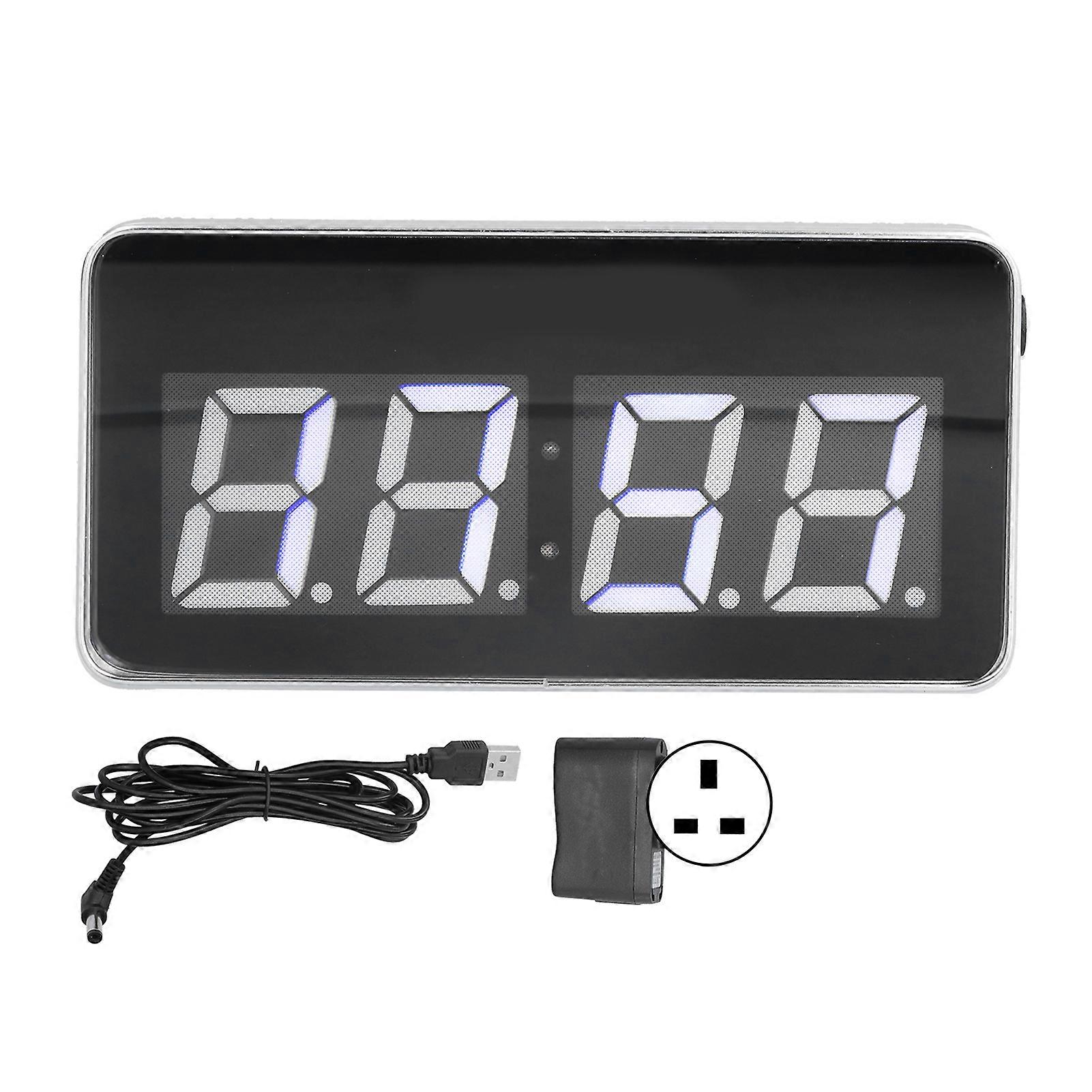Bedside Glass Mirror Luminous Function LED Display USB Powered Perpetual Calendar Clock for Home Office