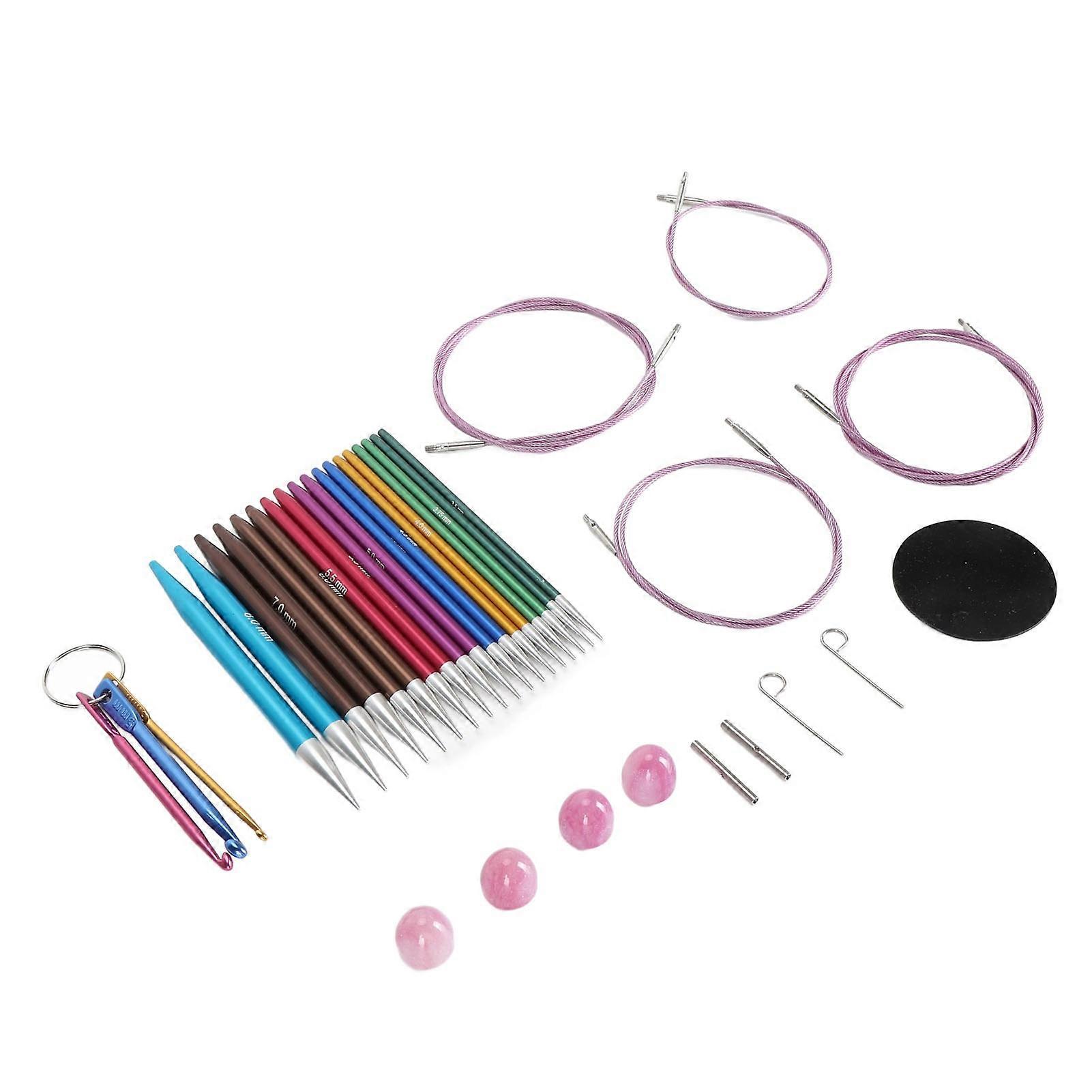 Interchangeable Circular Knitting Needle Set 3.5-8mm with 4 Cables