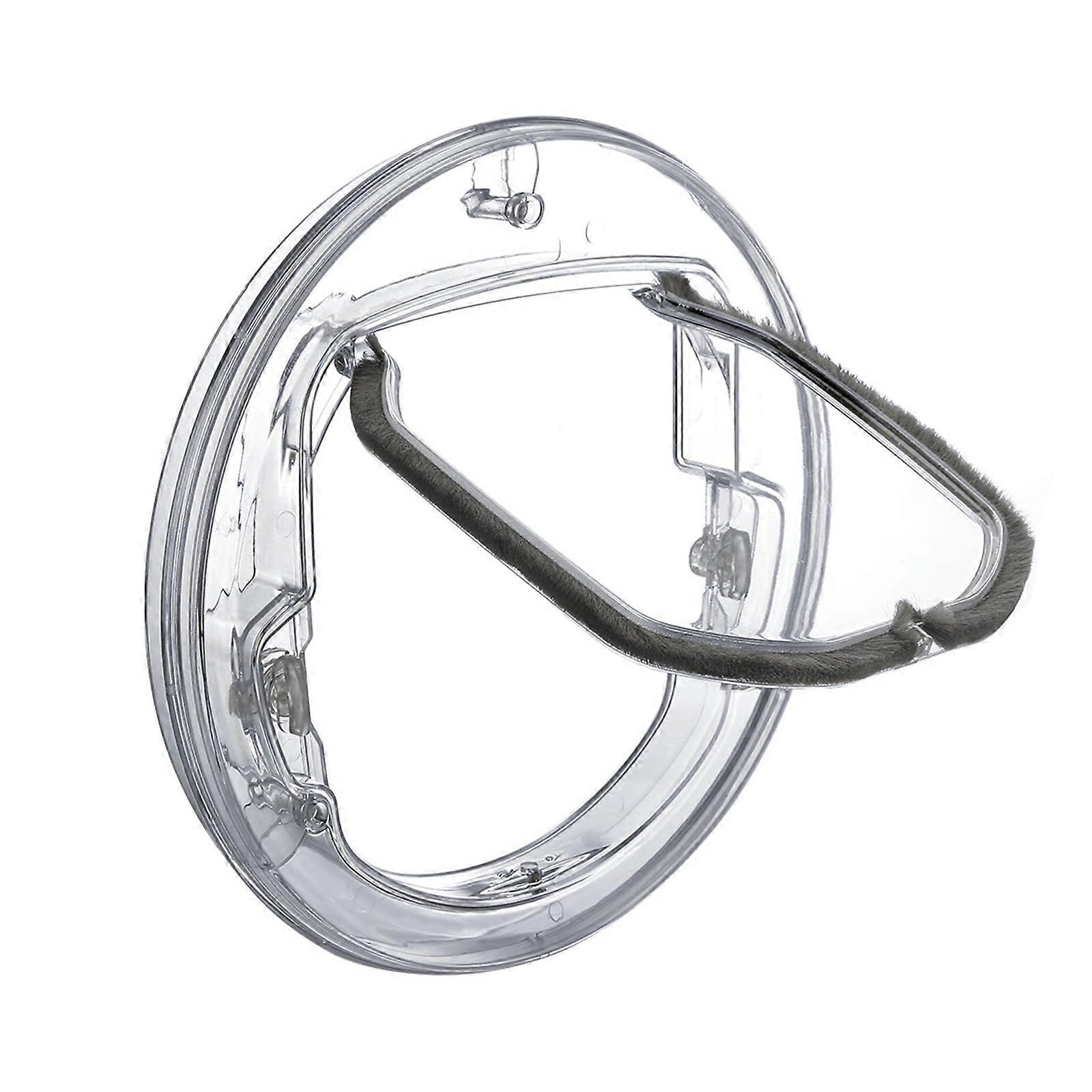 Cat Flap Door Transparent 4Way Locking Pet Door for Interior/Exterior Doors Round Cat Flap for Windows and Sliding Glass Doors