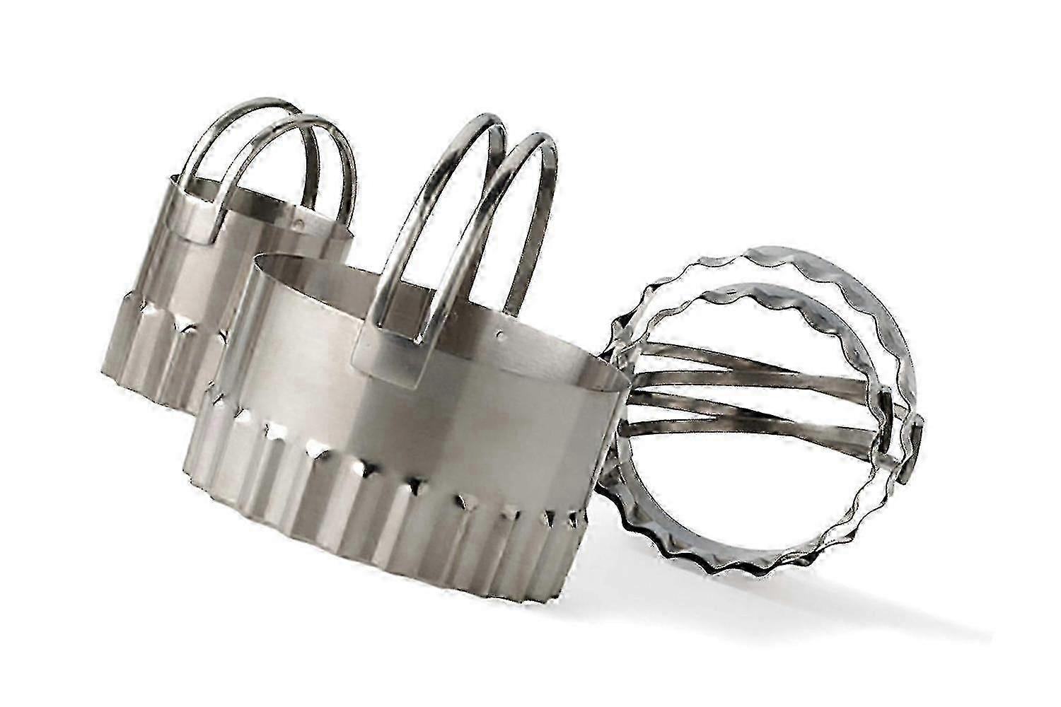 New Set of 4 Stainless Steel Round Biscuit Cutters with Fluted Edge for Home Pastry Making