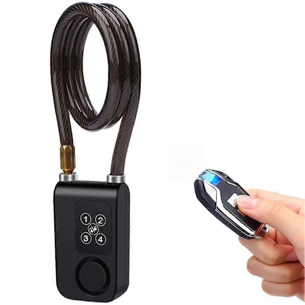 Cycling Security Lock Wireless Remote Control Alarm Code Lock For Electric Motorcycle Chain Lock Black