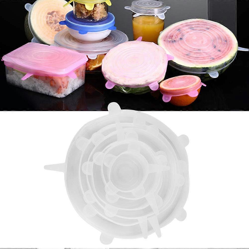 Plastic Transparent Storage Containers 600mL Green 6-Pack Cereal Beans Nuts Reusable Silicone Bowl Covers Microwave Safe