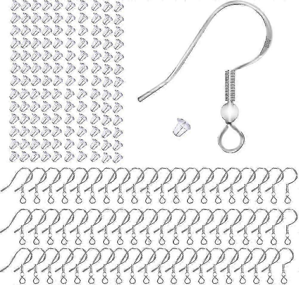 100 Pcs 925 Sterling Silver Earring Hooks, Earring Findings Hypo-allergenic