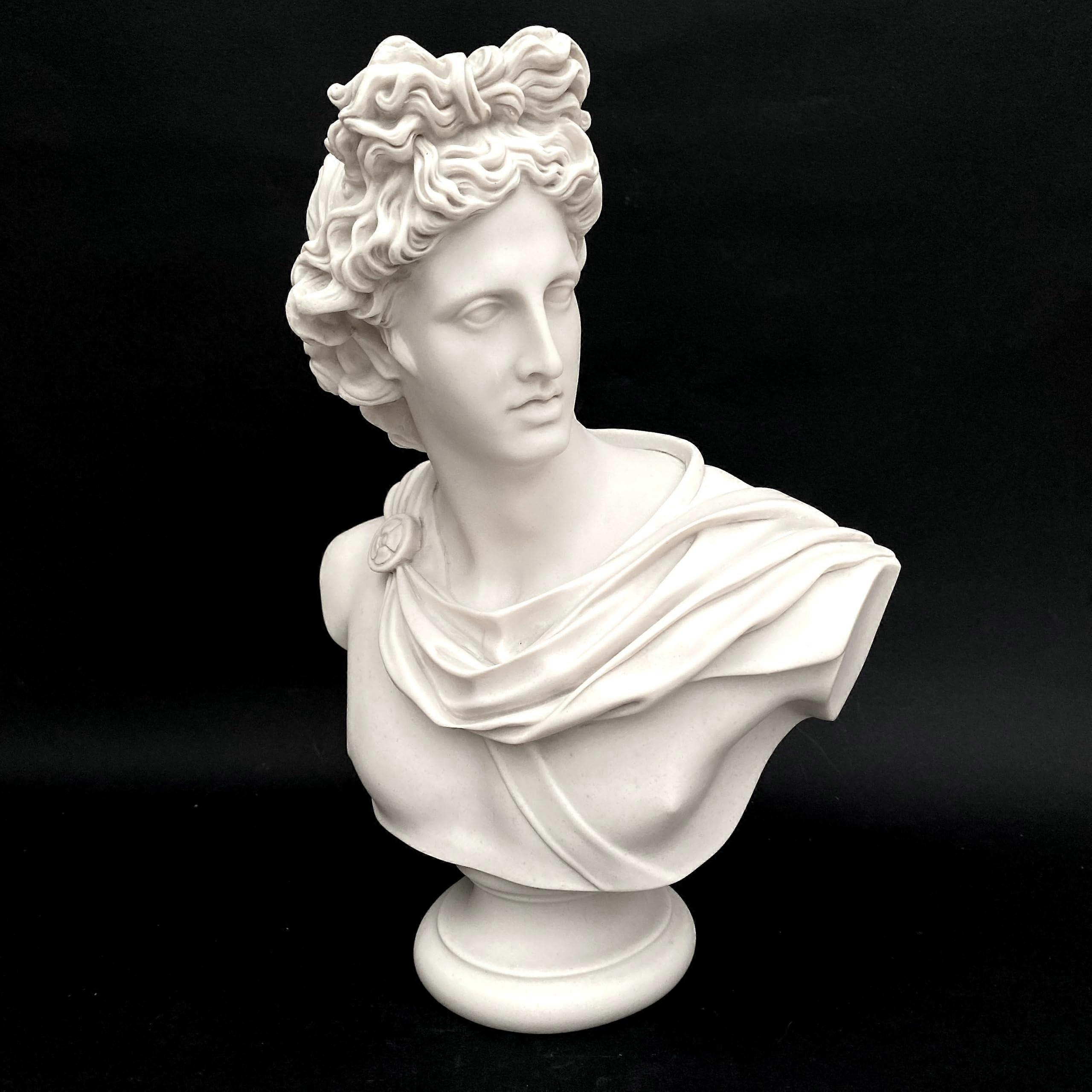 Apollo Marble Bust - Made In England, Approximately 5kg, Classical Bust Sculpture