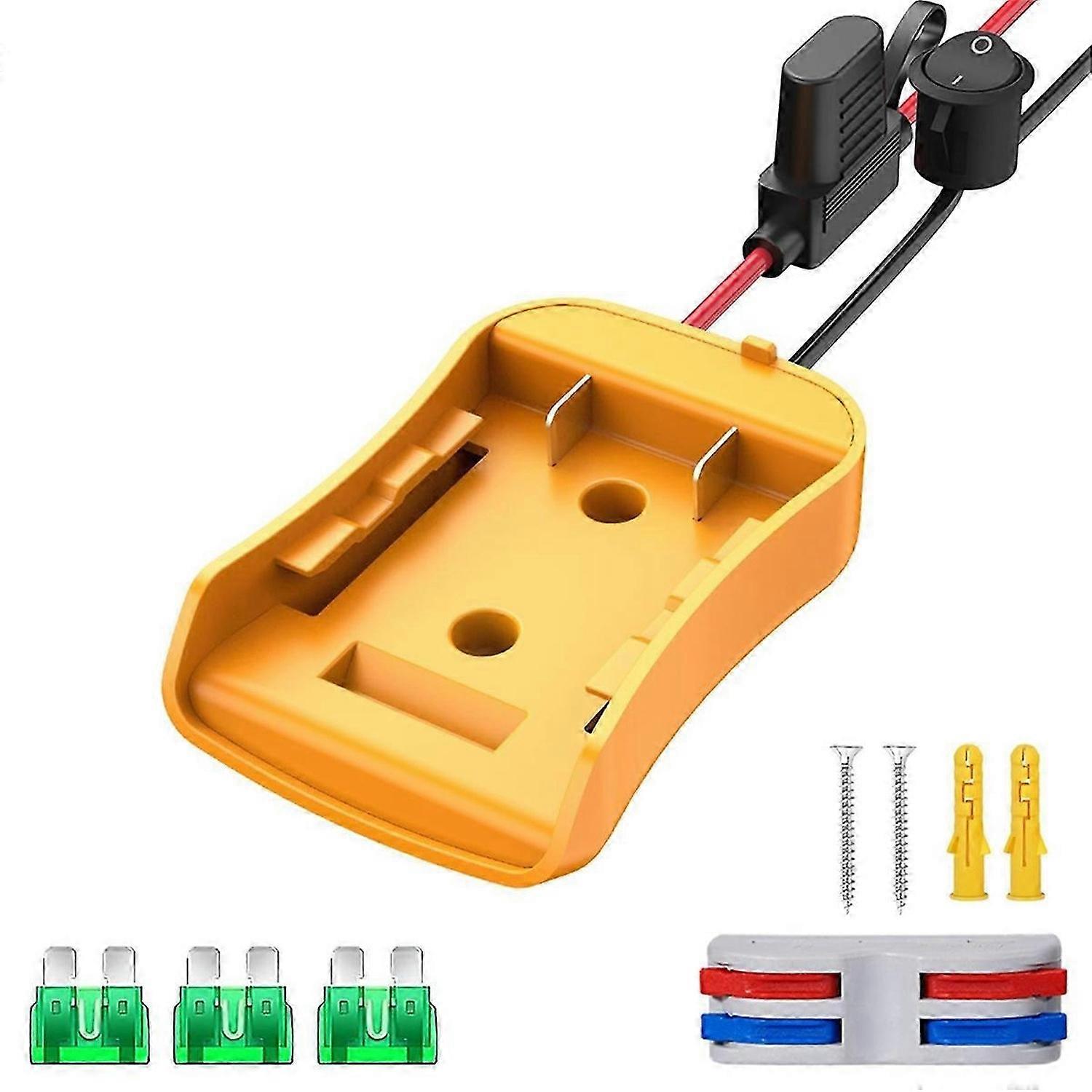 Power Wheel Adapter for Dewalt 20V Battery, with Fuse, Wire Terminals